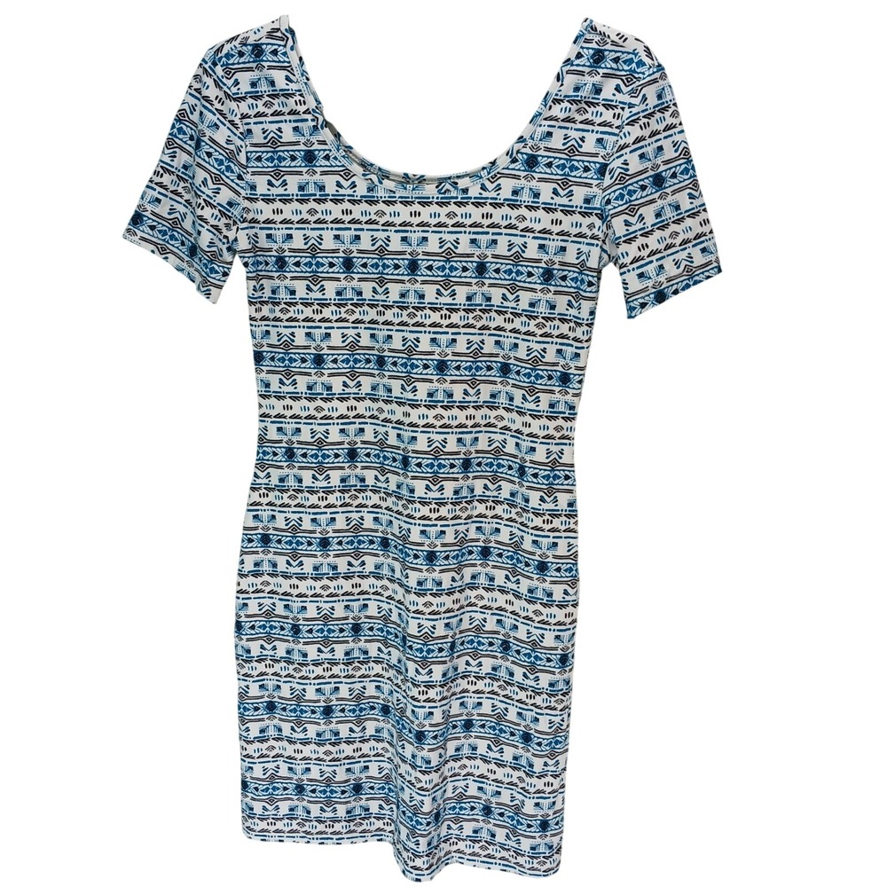 VTG Mudd Women Dress Medium Aztec Tribal Southwestern Short Sleeve boho Y2K Chic
